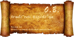 Ormándi Bibiána névjegykártya